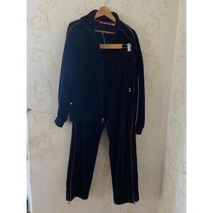 Vintage Y2K FILA Black Velour Track Suit Sweatsuit Men's Large